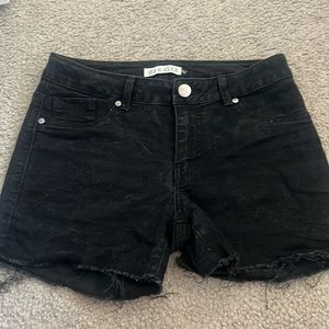 Black denim shorts